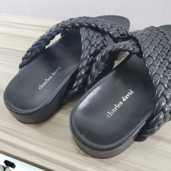Sz 8 Charles David Defend Slippers Sandals Slip On Woven Braided Leather Slide - Picture 7 of 8